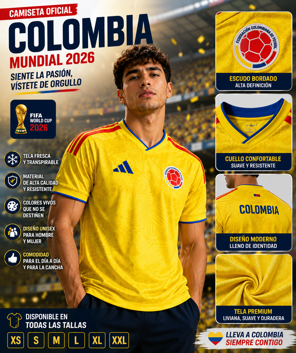 Camiseta Colombia Mundial 2026 PREMIUM