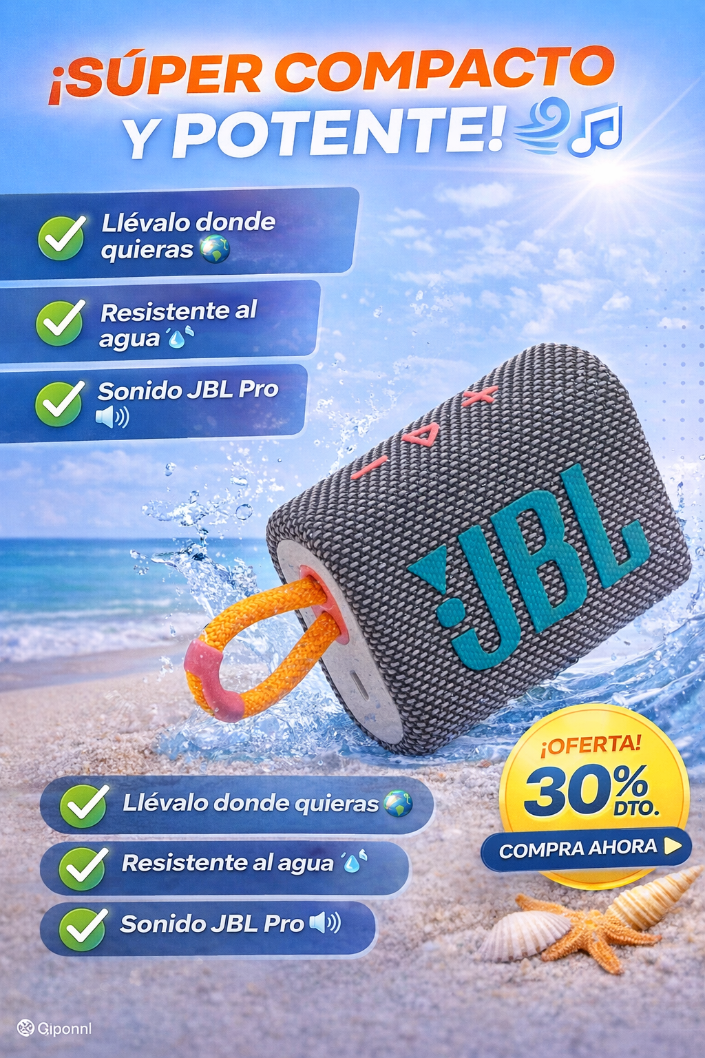 Parlante J B L GO 3 A prueba de AGUA 💦