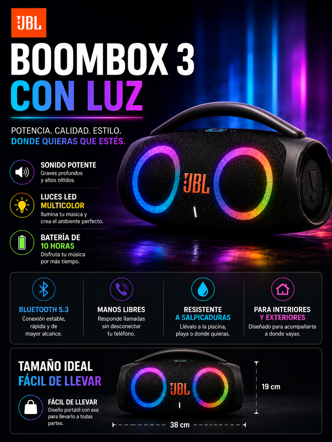 Parlante J B L Boombox 3