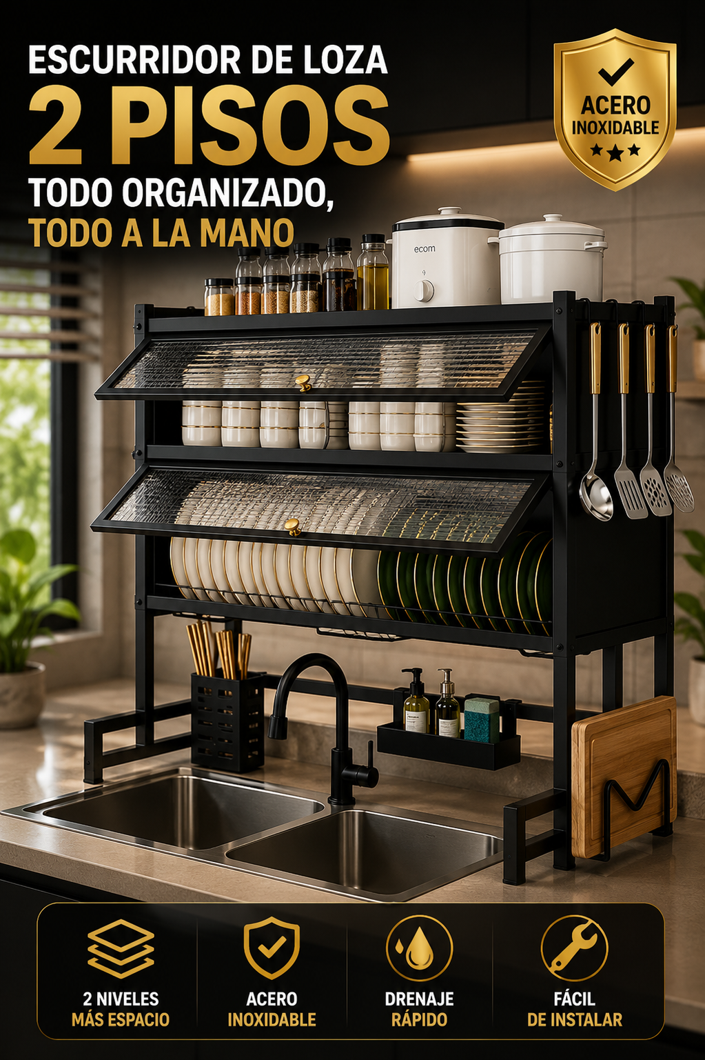 Escurridor De Loza PREMIUM 2 Pisos