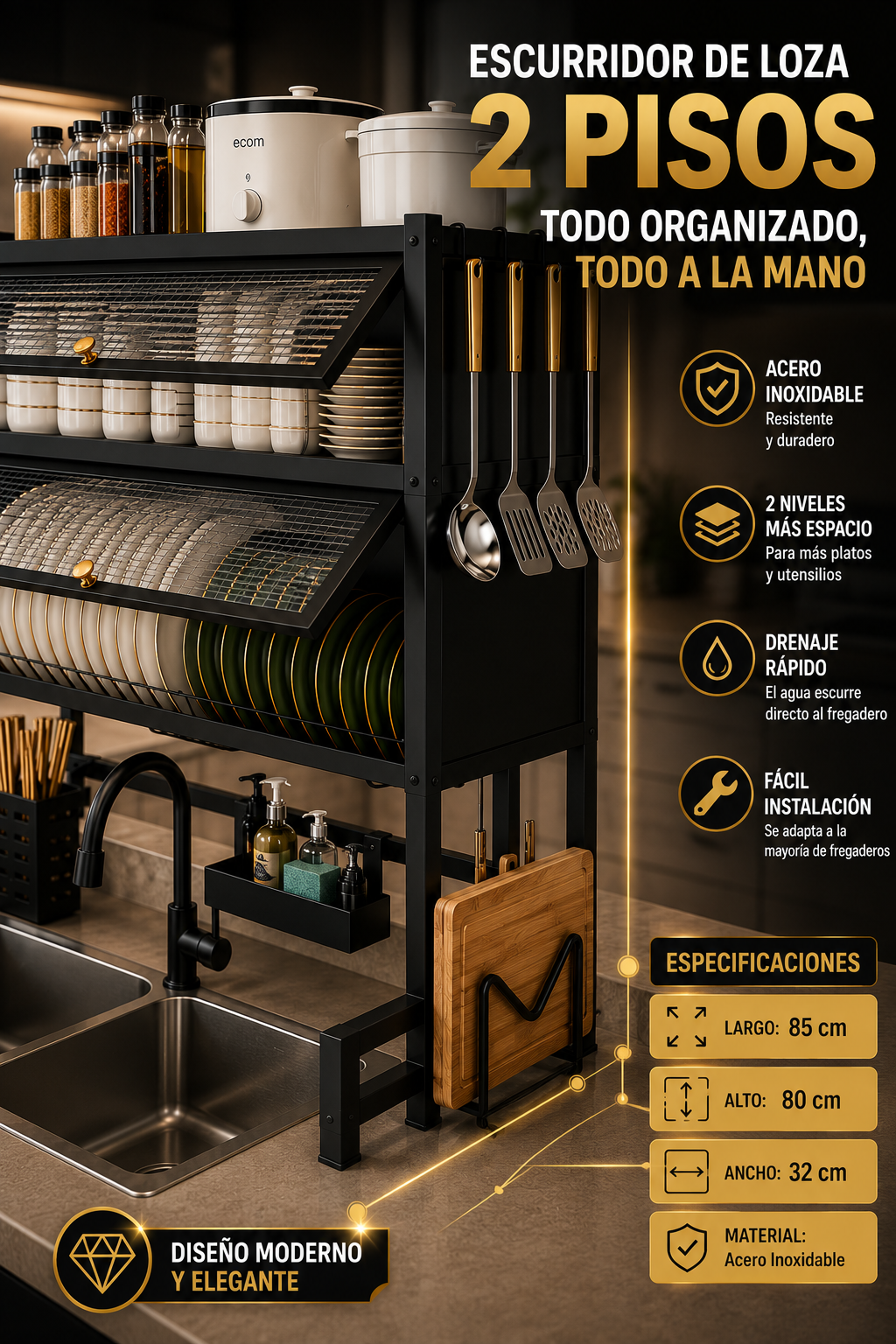 Escurridor De Loza PREMIUM 2 Pisos